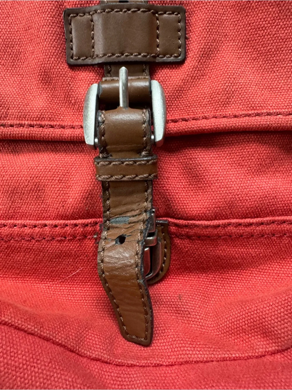 Fossil Canvas Messenger Bag with Brown leather Trim